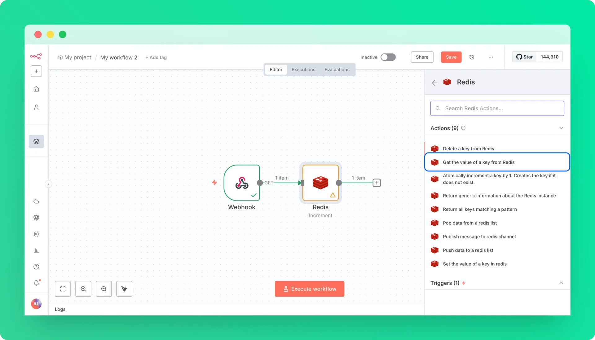 Redis get operation in n8n