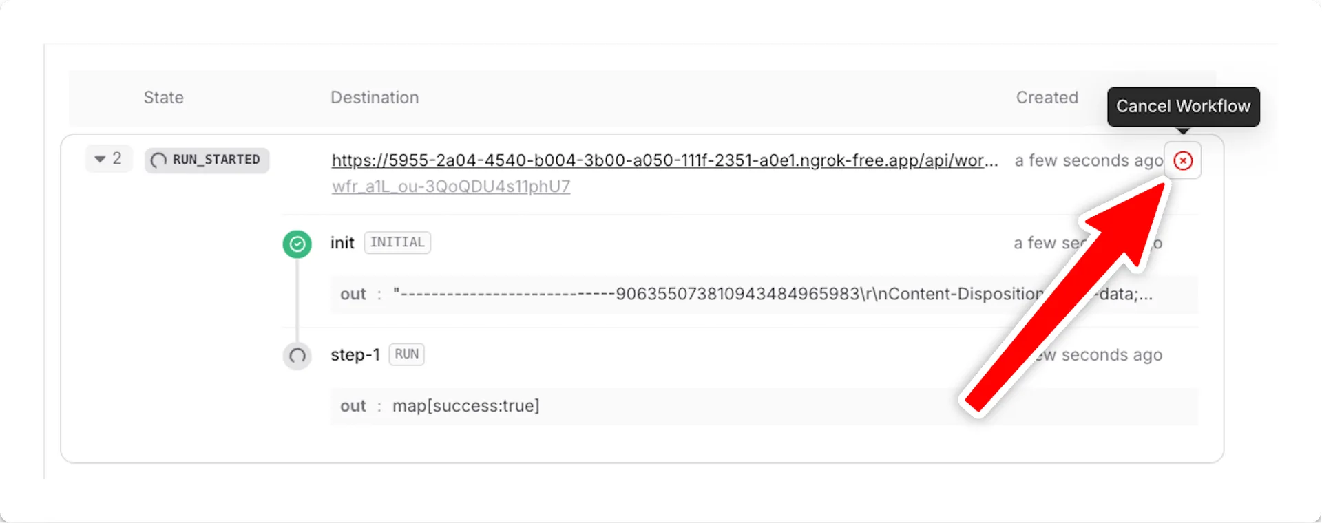 Cancel a workflow run in the Upstash Console